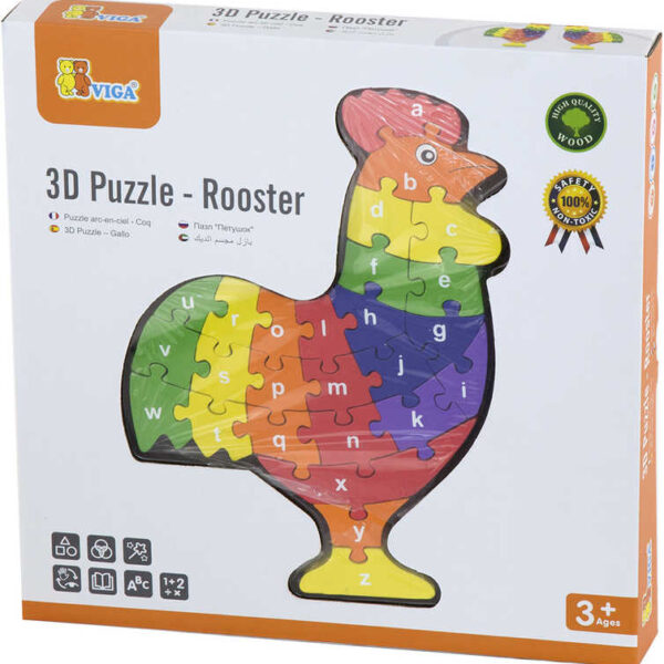 3D-Puzzle Lernhahn mit Buchstaben mit Alphabet 3D-Puzzle Lernhahn mit Buchstaben mit Alphabet