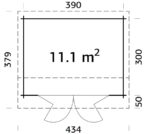 1 m2 s posuvnými dveřmi 410 x 320 cm tl 44 mm.