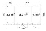 GARTENHAUS Ella 13,1 + 3,9 m2 610 x 320 cm Dicke: 28 mm – Bild 4