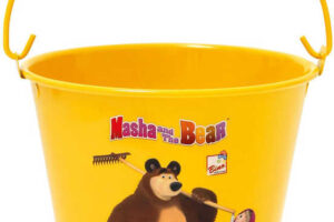 BINO Garteneimer für Kinder Masha und Bär 13cm aus gelbem Metall BINO Garteneimer für Kinder Masha und Bär 13cm aus gelbem Metall