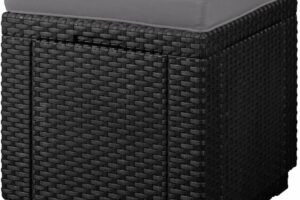 CUBE Hocker - graphit + graues Kissen .