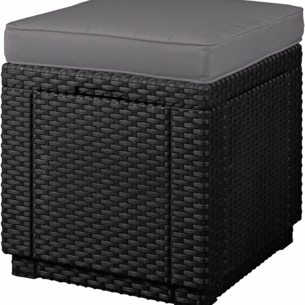 CUBE Hocker - graphit + graues Kissen .