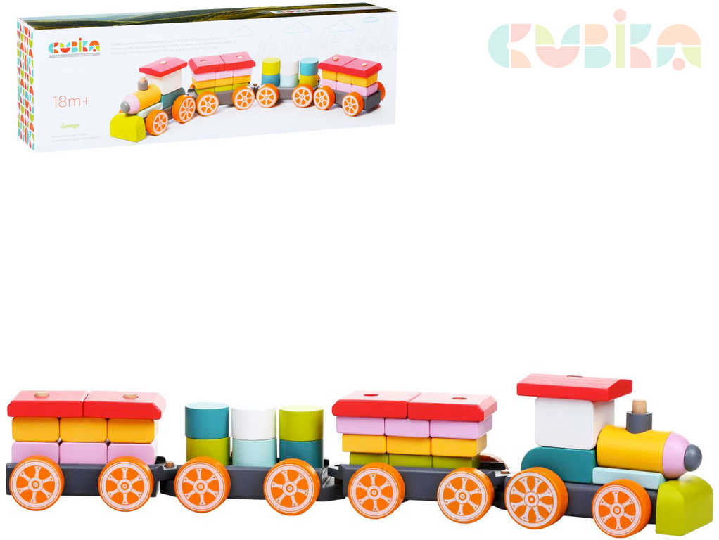 cubika-drevo-baby-vlacek-3-vagony-navlekaci-stavebnice-35-dilku-pro-miminko CUBIKA WOOD Baby Zug 3 Autos 35 Teile für Baby CUBIKA WOOD Baby Zug 3 Autos 35 Teile für Baby