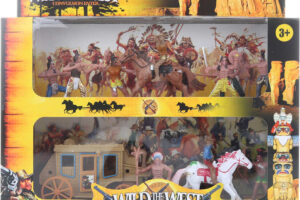Wild-West-Western-Set Kutsche mit 3 Pferden und Indianern aus Plastik in Box Wild-West-Western-Set Kutsche mit 3 Pferden und Indianern aus Plastik in Box