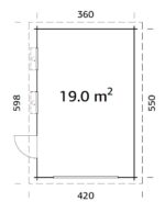 GARAGE Rasmus 19 m2 - ohne Tür (380x570cm) Dicke 44mm – Bild 2