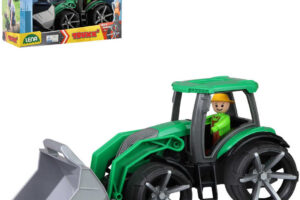 LENA TRUXX 2 Auto-Traktor mit Löffel Funktionsset mit Figur aus Kunststoff im Karton