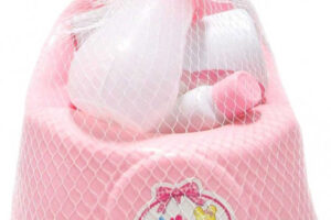 Plastik Töpfchen Set mit Zubehör Toilettenartikel 5tlg. für Babypuppe 2 Farben Plastik Töpfchen Set mit Zubehör Toilettenartikel 5tlg. für Babypuppe 2 Farben