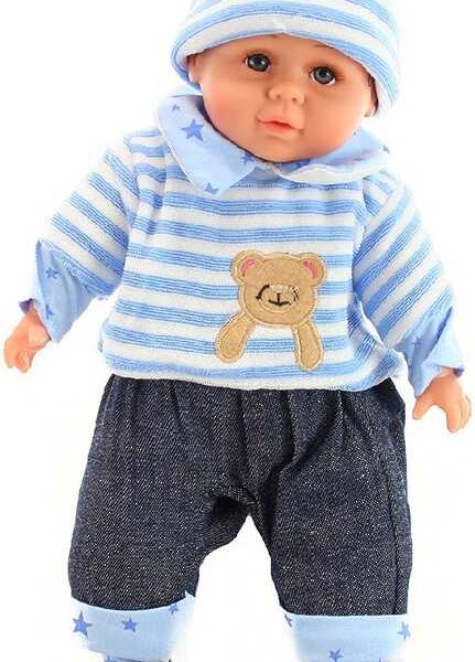 Puppe 30cm Baby Junge im Schlafanzug weicher Körper in Tasche Puppe 30cm Baby Junge im Schlafanzug weicher Körper in Tasche