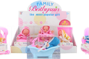 Babypuppe 10cm im Bademantel 6er Set mit Zubehör Babypuppe 10cm im Bademantel 6er Set mit Zubehör