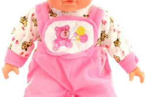 Baby-Puppe 30cm rosa Onesie weicher Körper batteriebetrieben Sound Baby-Puppe 30cm rosa Onesie weicher Körper batteriebetrieben Sound