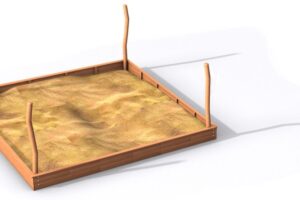 Sandkasten BIG 2x2m aus Akazie mit Pfählen zum Aufhängen des Schattens Sandkasten BIG 2x2m aus Akazie mit Pfählen zum Aufhängen des Schattens