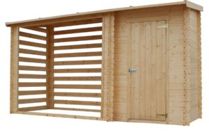 Holzunterstand mit Lager 118 x 214 cm + 118 x 93 cm Holzunterstand mit Lager 118 x 214 cm + 118 x 93 cm