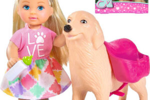 SIMBA Evi Liebespuppe Evička 12cm Set mit Hund und Welpen SIMBA Evi Liebespuppe Evička 12cm Set mit Hund und Welpen