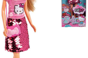 SIMBA Steffi Puppe 29cm Hello Kitty Set mit Zubehör Pailletten-Rock SIMBA Steffi Puppe 29cm Hello Kitty Set mit Zubehör Pailletten-Rock