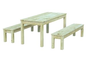 Gartentisch aus Holz mit Bänken PALMAKO SANNE 18 - grün imprägniert Tisch: 180x74 cm Bänke: 180x37 cm Dicke 28mm