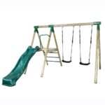 Kinderspielplatz aus Holz mit Schaukel und Rutsche 2m .
