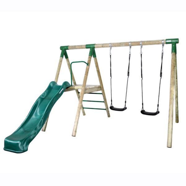 Kinderspielplatz aus Holz mit Schaukel und Rutsche 2m .