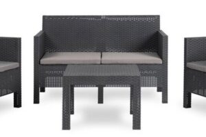 PENELOPE 4 SEATER Gartengarnitur aus Kunststoff - graphit .