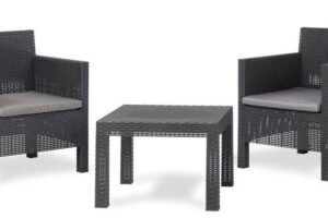 PENELOPE 2 SEATER Garten-Set aus Kunststoff - graphit .