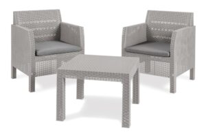 MATILDE 2 SEATER Garten-Set aus Kunststoff - grau .