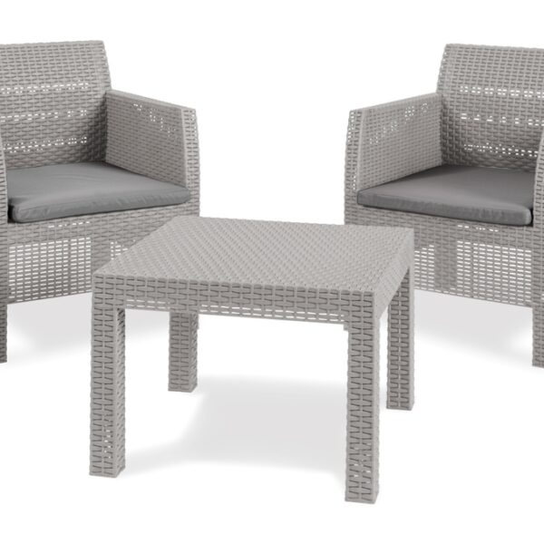 MATILDE 2 SEATER Garten-Set aus Kunststoff - grau .