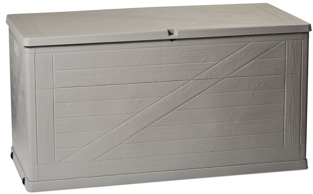 unnamed-file WOOD Aufbewahrungsbox aus Kunststoff für den Garten 420 L - hellgrau .