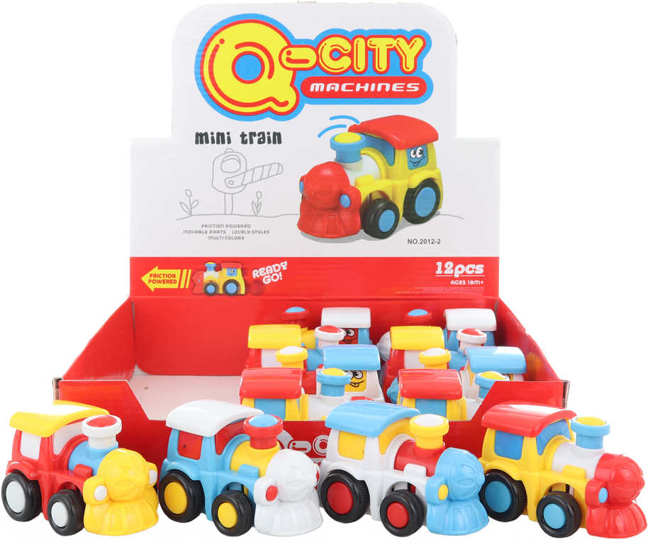vlacek-baby-masinka-s-oblicejem-barevna-9cm-lokomotiva-na-setrvacnik-4-barvy-plast Zug Babyauto mit Gesicht bunt 9cm Lokomotive auf Schwungrad 4 Farben Kunststoff Zug Babyauto mit Gesicht bunt 9cm Lokomotive auf Schwungrad 4 Farben Kunststoff
