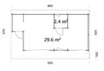 0 m2 mit Schiebetüren mit Doppelglas Gartenhaus Cecilia 32