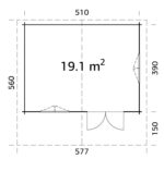 1 m2 (530x410cm) Dicke 44mm
