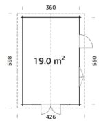 GARTENHAUS Irene 19 m2 (380cm x 570cm) 44mm dick – Bild 2